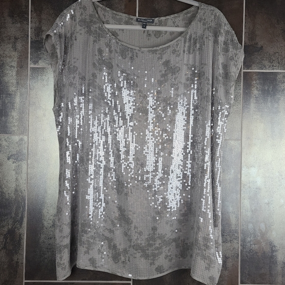 Eileen Fisher Tops - Eileen Fisher Grey Silk Sequin Tunic Blouse 1X
